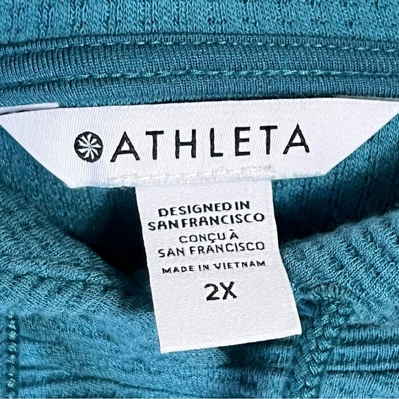 Athleta Balance Waffle Hoodie Sweatshirt Size 2X Teal Green Oversized Comfy - Picture 9 of 13